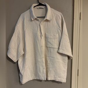 Zara Off-White Textured Shirt